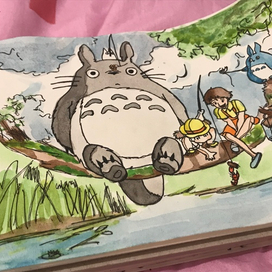 Аниме тоторо акварелью 