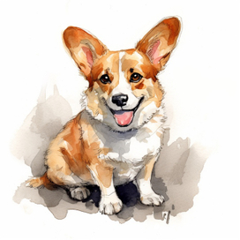 Акварельный корги