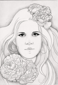 Автопортрет с пионами.