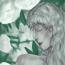 Девушка в пионах