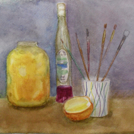 still life with honey jar