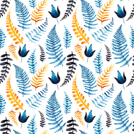 Бесшовный паттерн «Голубой папоротник»