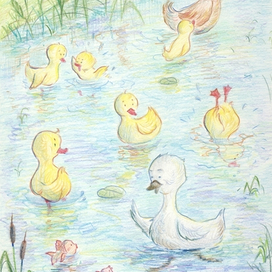 Иллюстрация к сказке Г. Х. Андерсена "Гадкий утёнок"