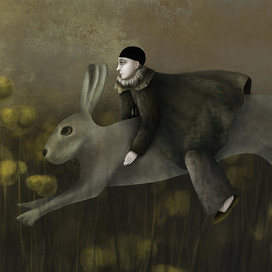 Пьеро верхом на зайце