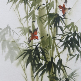 Воробьи в бамбуковом лесу