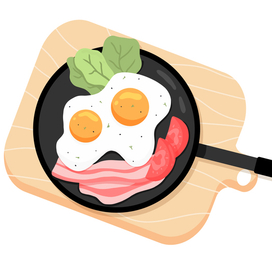 Глазунья на сковороде.