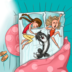 Книжный разворот. Дети и собака