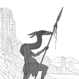 Воин-рептилия с добычей