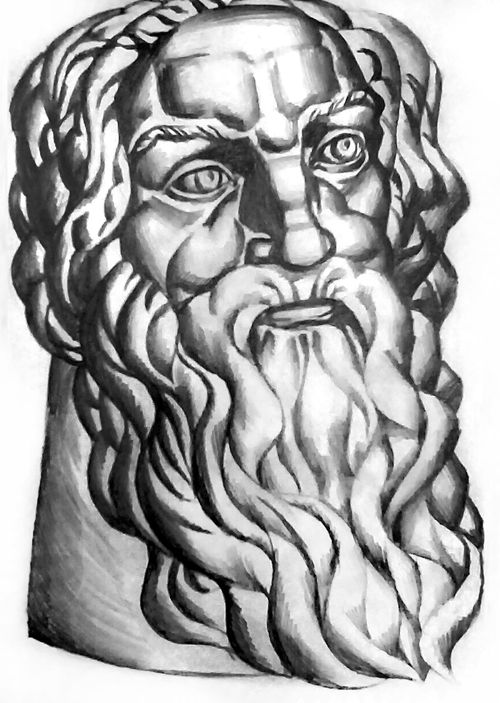 9. "Старец", бумага, карандаш. 2017 г.  #50дней50рисунков