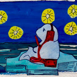 Ночь. Оливер и плеер.