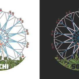 Принт на майку Сочи | Колесо обозрения "Лазаревское"