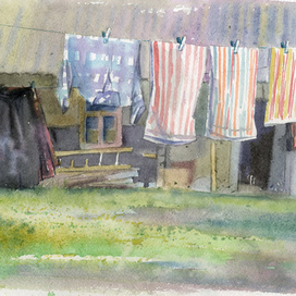 Деревенские будни. Этюд