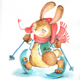 Заяц на лыжах