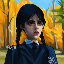 Иллюстрация Wednesday Addams 