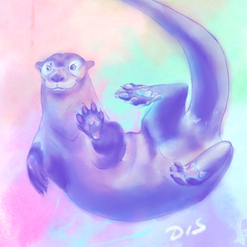 Выдра в digital - акварели