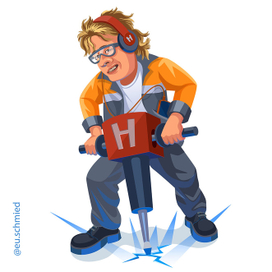 Персонаж с отбойным молотком