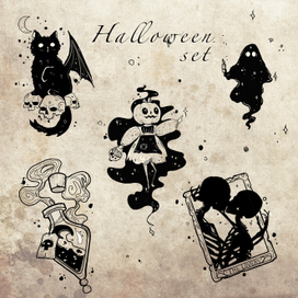 Сет эскизов для тату «Halloween set”