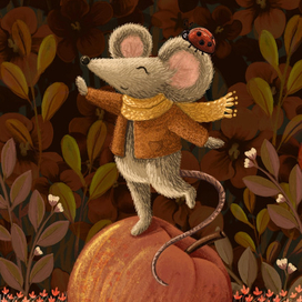 Мышонок на яблоке 🍎