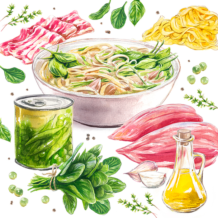 Акварельная иллюстрация рецепта для книги Константина Ивлева