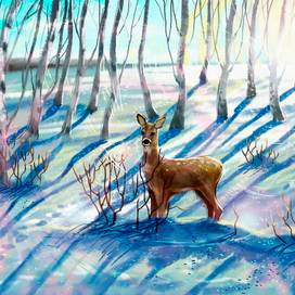 Косуля, вид из окна поезда.