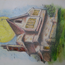 ночь. домик