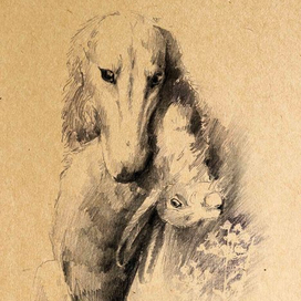 борзая с зайцем