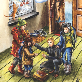 Иллюстрация к книге Е.Гринина "Следы на снегу", издательство "Учитель".