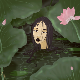 Девушка с лотосами 
