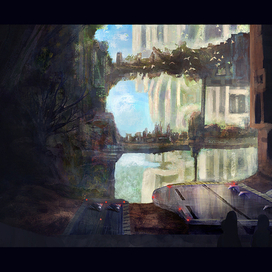 Station at ancient structures