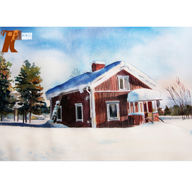 Акварель Портрет дома 