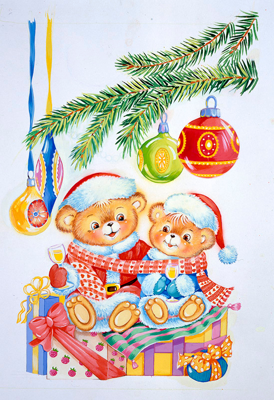 Открытка. Мишки