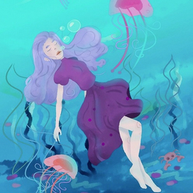 На морском дне.