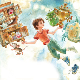 В облаках. Иллюстрация к детскому стихотворению.