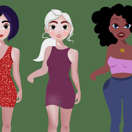 Девушки в векторе