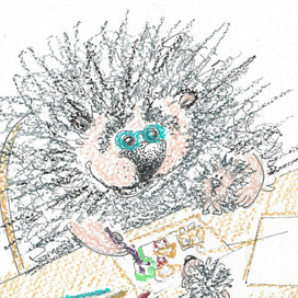 Ёжик рисует.