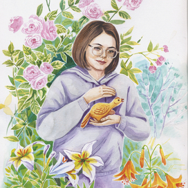 Иллюстрация для семейной книги с портретным сходством