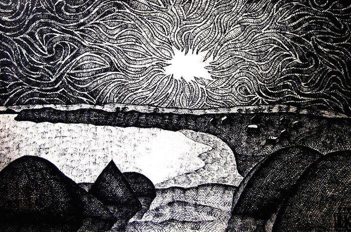 Вид из лагеря на закат. 