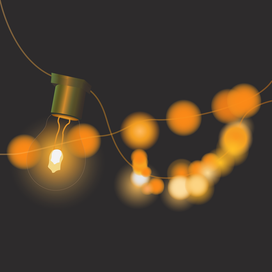 Связка из включённых лампочек