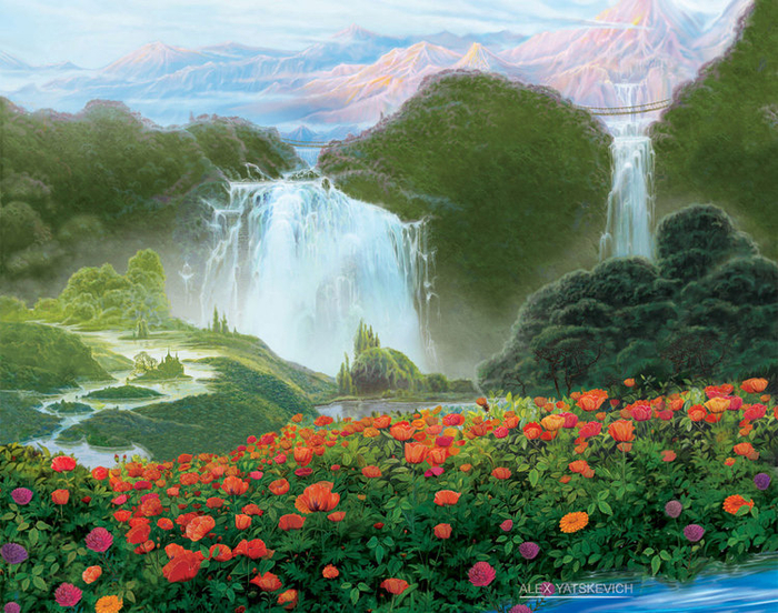 Пейзаж с водопадом