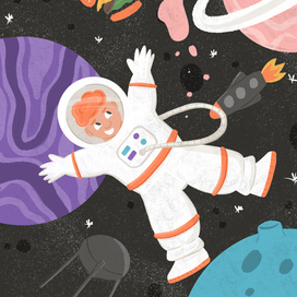 Иллюстрация астронавт в космосе