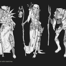 концепт скетчи лесной ведьмы