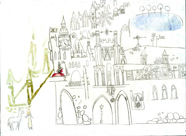 Эскизк сказке "Ленивая красавица и ее тетушки"