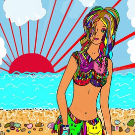 Девушка на морском берегу