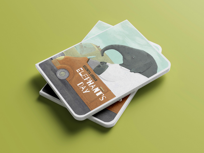 Серия иллюстраций о слонах.