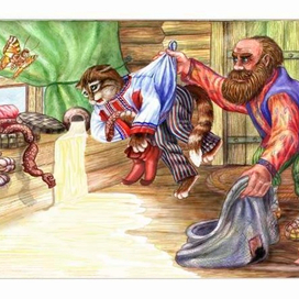 Сказка "Кот и лиса".Как дед кота из дома выгнал.