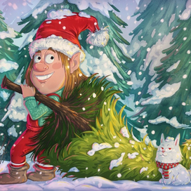 Рождественский эльф и его помощник