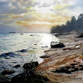 ,,Вечерний закат в Калтене,, Латвия