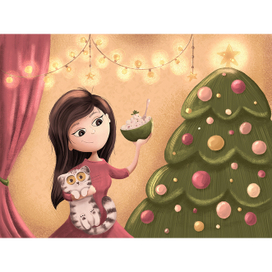 Новый год с котом и оливье.