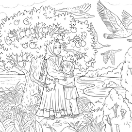 Раскраска. Сказка Гуси-Лебеди