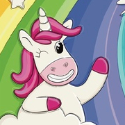 Обложка для детской Обучающей книге с единорогами